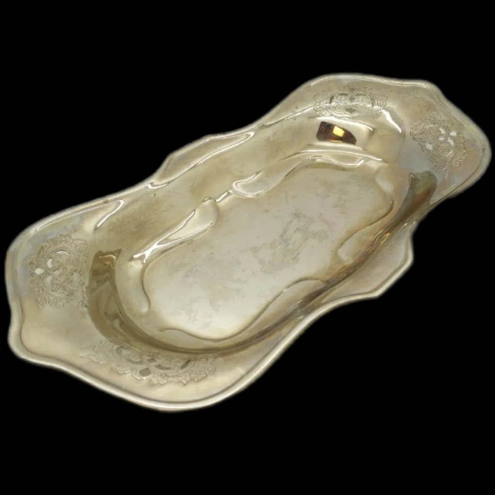 Farberware New York Silver Plate  Clover Leaf Pierced Corner Tray Plate 13”