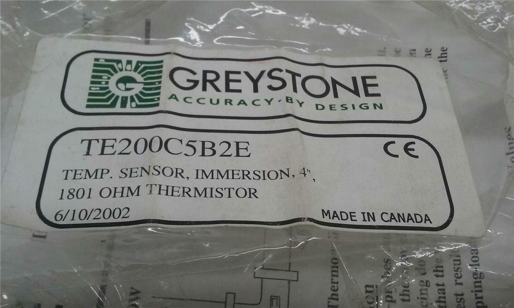 Greystone TE200C5B2E Temp. Sensor, Immersion, 4" 1801 OHM Thermistor