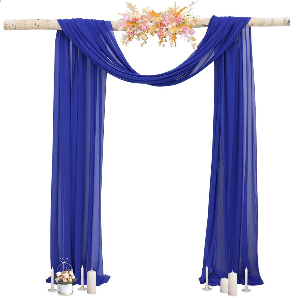 Draping Fabric Wedding Arch Drape 20ft 1 Panel Blue Chiffon Backdrop Curtain