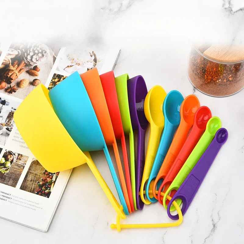 12pcs measuring spoon set with cups, plastic baking tool for kitchen use
