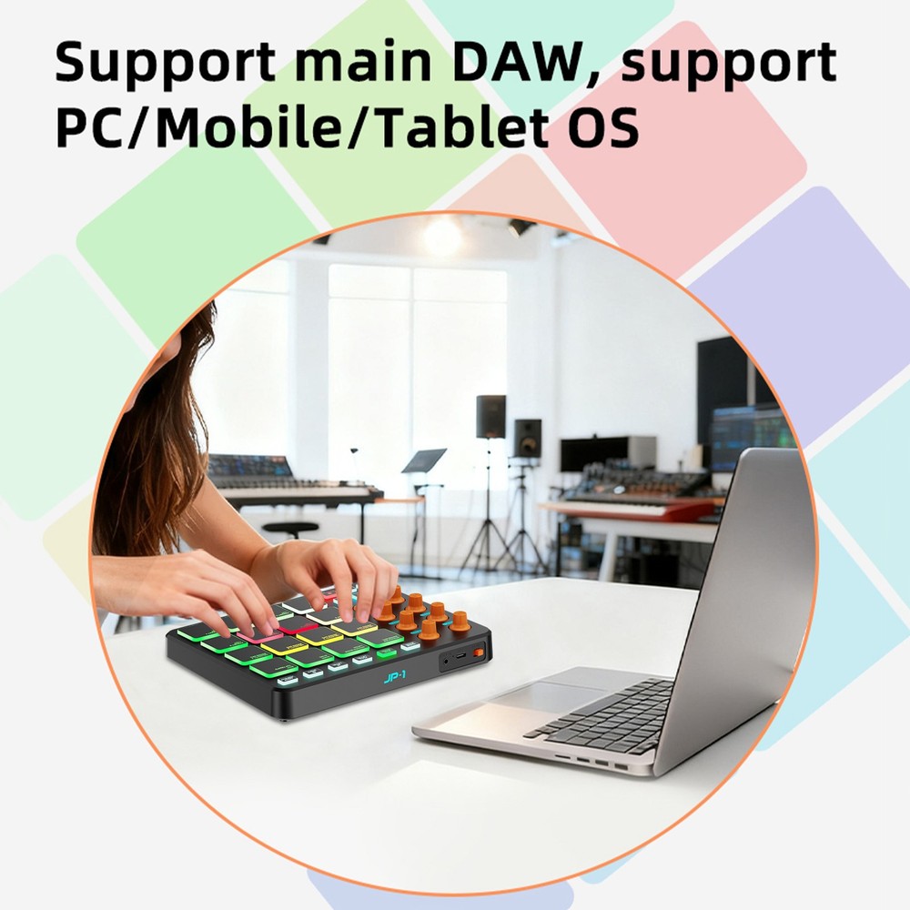 16 RGB Pads Wireless MIDI Controller For Beginners FDMK