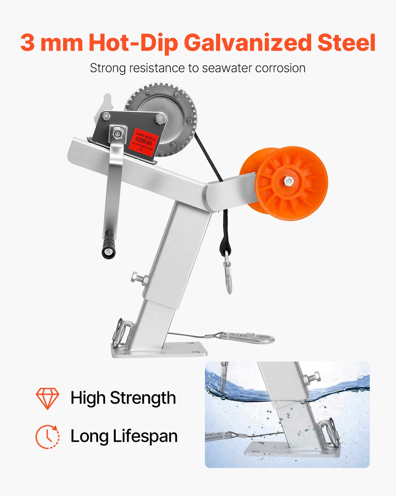 VEVOR Boat Trailer Winch Stand with Roller 1200 lbs Winch Boat Winch Mount