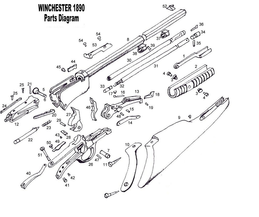 Winchester Model 1890 Upper Tang and Trigger Guard - c1910