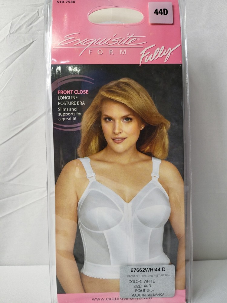 44D Exquisite Form Fully Front Closure Longline Posture Bra White Adjustable