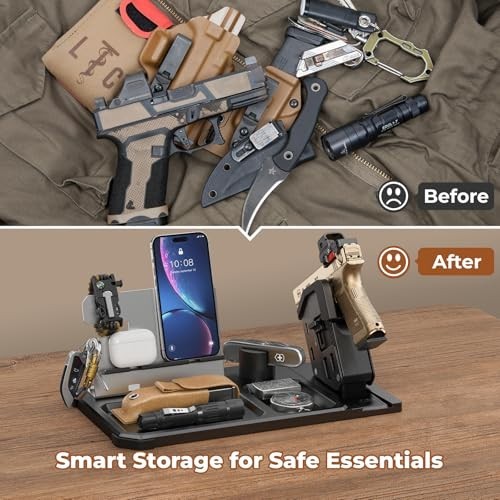 Detachable Quick-Access Gun Rack Trigger Lock - Handgun Safe & Organizer with Ph