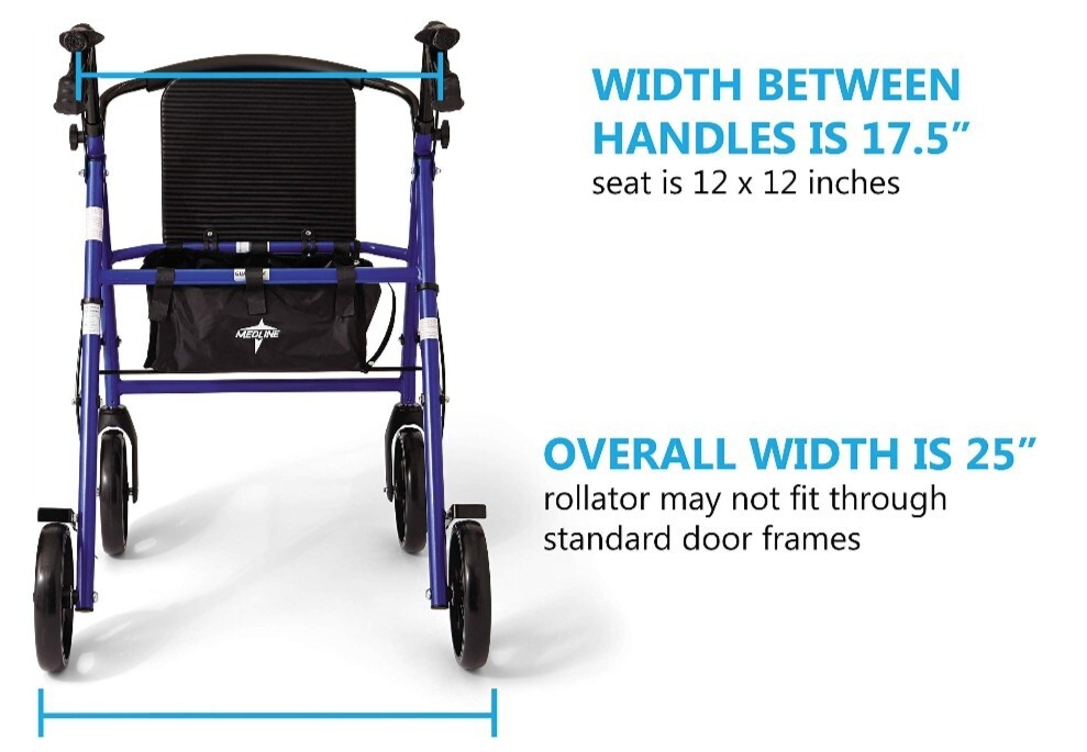 Medline MDS86850EBS8 Basic Steel Rollator - Blue