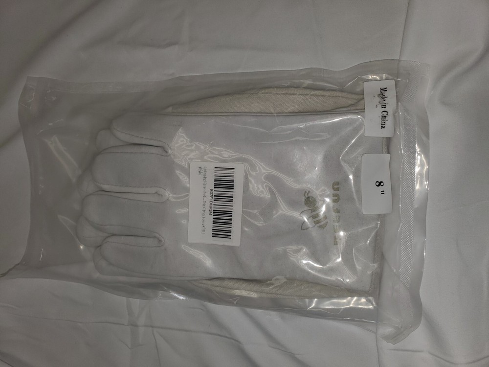 Beekeeping Gloves Size 8 Medium Bee Protective Leather with Long Canvas Sleeve