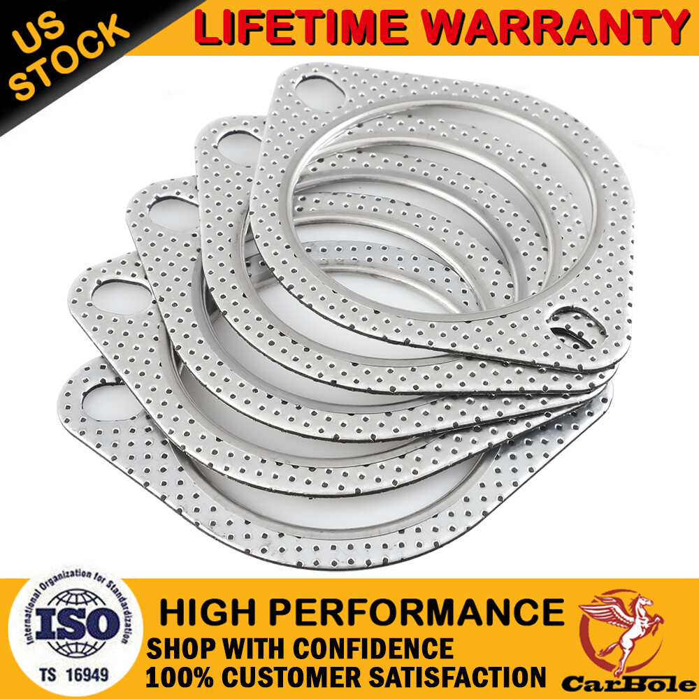 Set of 5 Exhaust Gasket 3inch 2 Bolt High Temp Exhaust Flange Gasket Heavy Duty