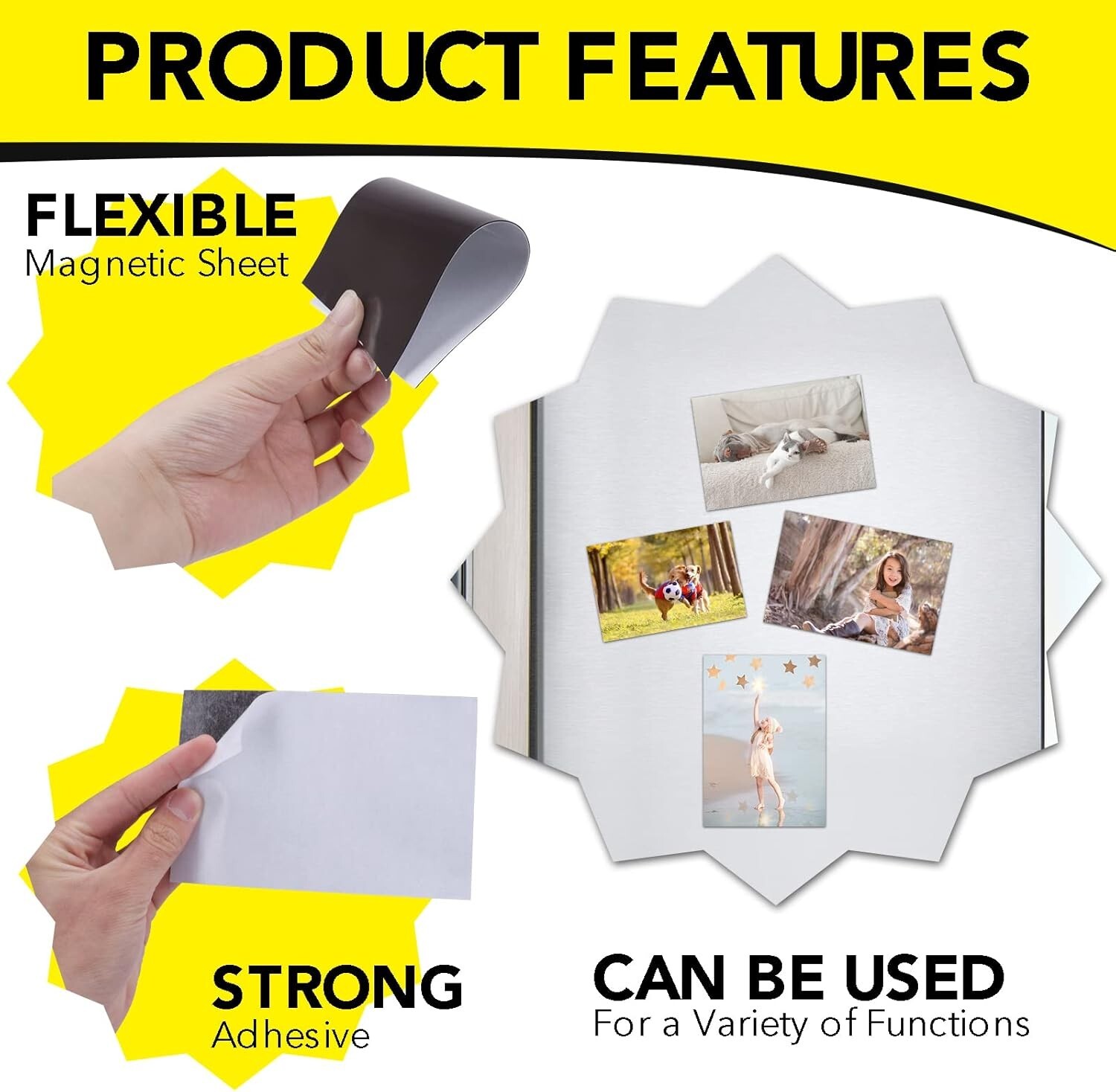 Flexible 4" x 6" Magnetic Sheets with Strong Adhesive - Perfect for Photos