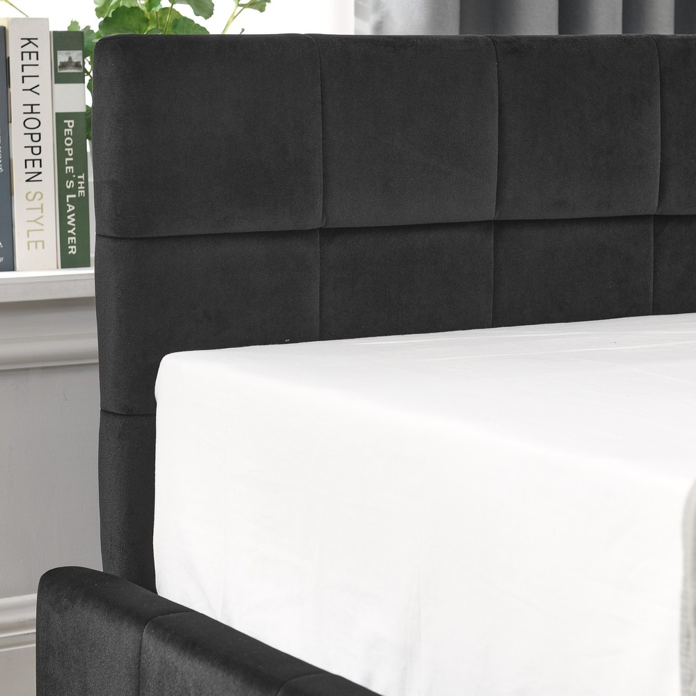 Full Size Storage Upholstered Tufted Bed Frame, Sofa Bed Frame with Comfortabl