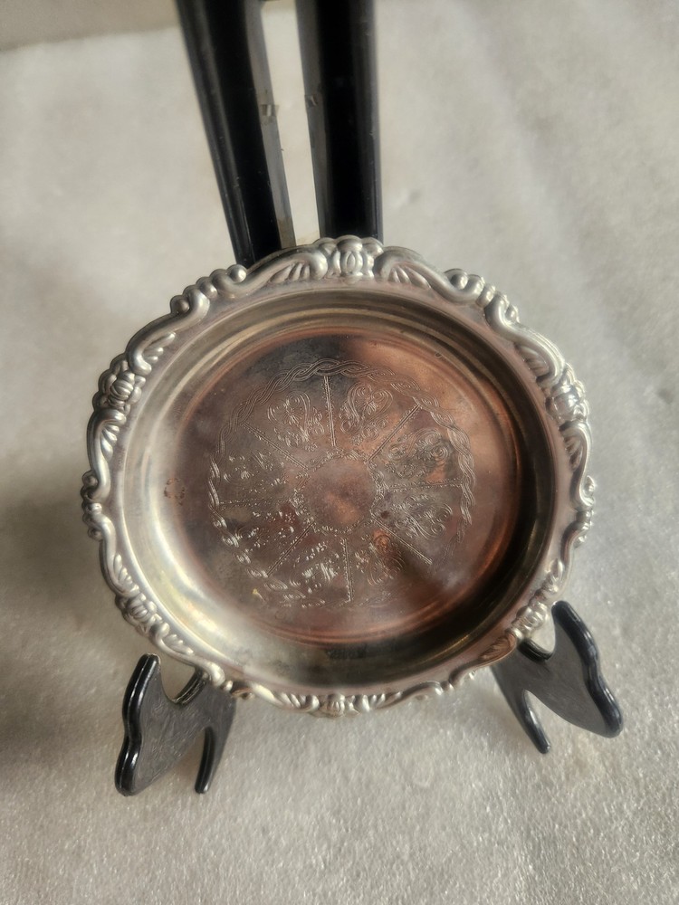 Vintage Silverplated Trinket Dish or Coaster • Electroplated Silver on Steel