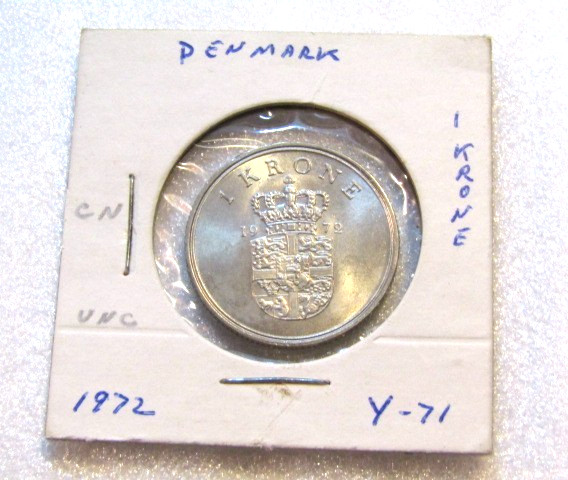 1972 Denmark 1 Krone unc Coin