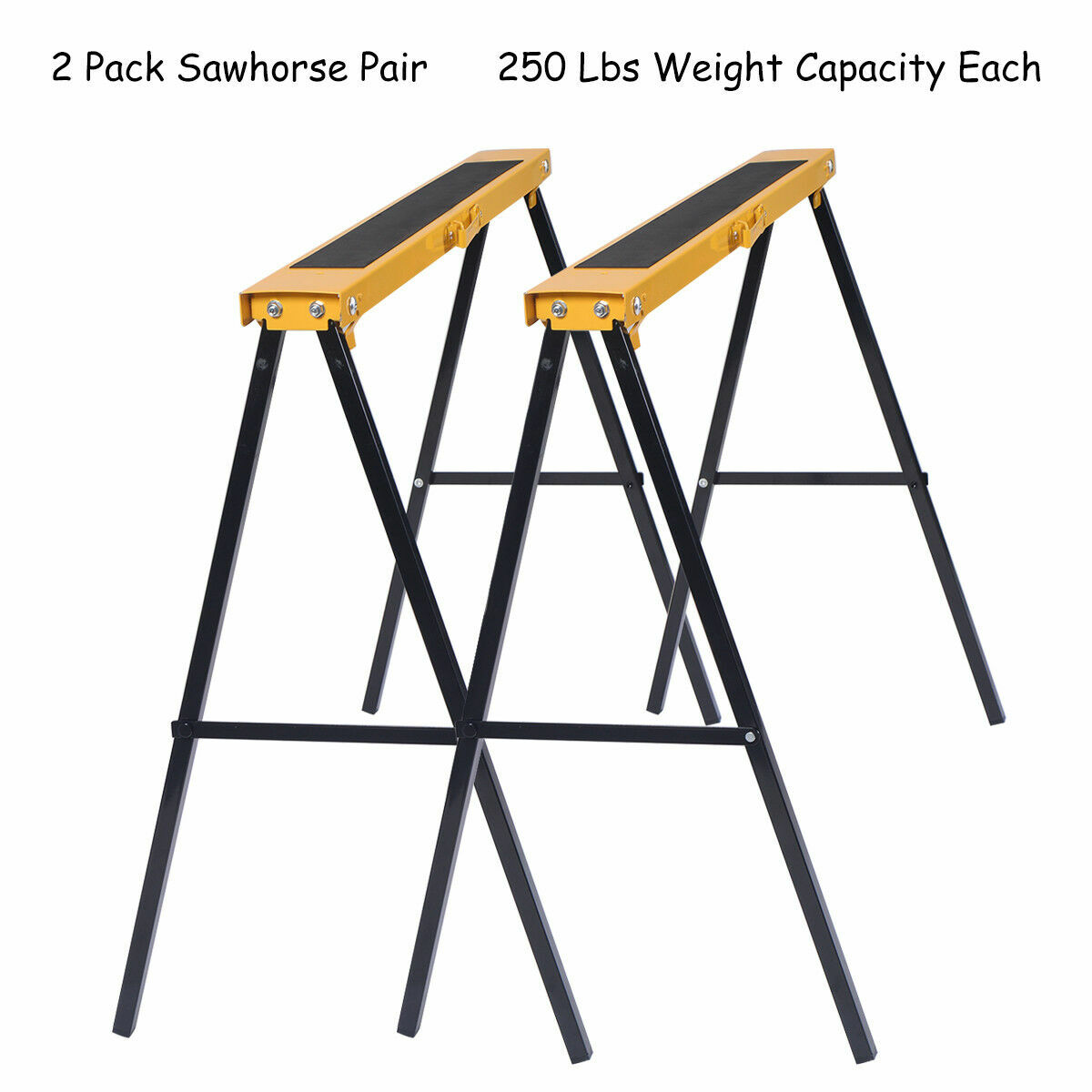 IRONMAX 2 Pack Heavy Duty Saw Horse Steel Folding Legs Sawhorse 275 lbs Capacity