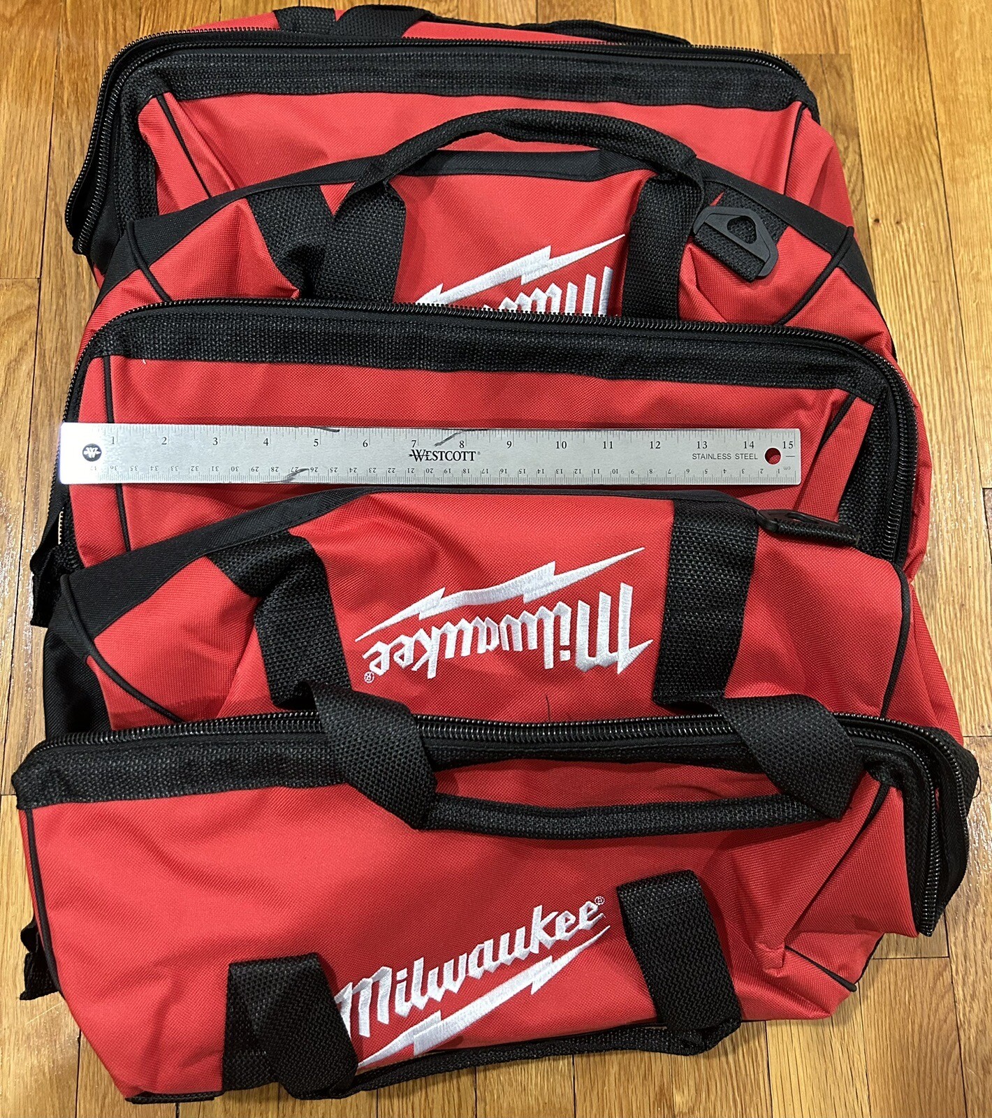 THREE 3 MILWAUKEE 16 x 11 x 9.5" 50-55-3550 CANVAS CONTRACTOR TOOL BAG SET NEW