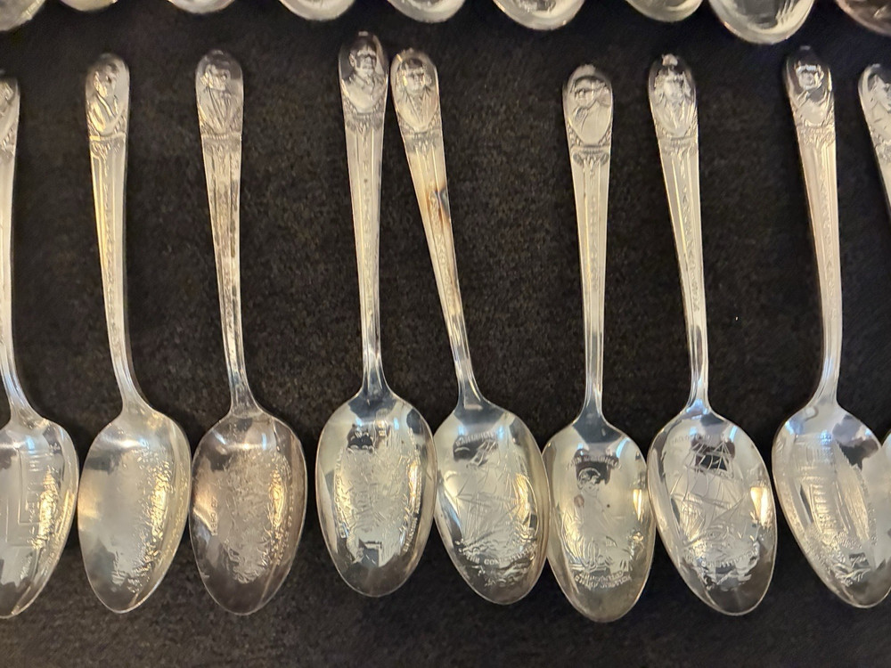 41 Vintage Silver plate, Wm. Rogers, Commemorative President Spoons