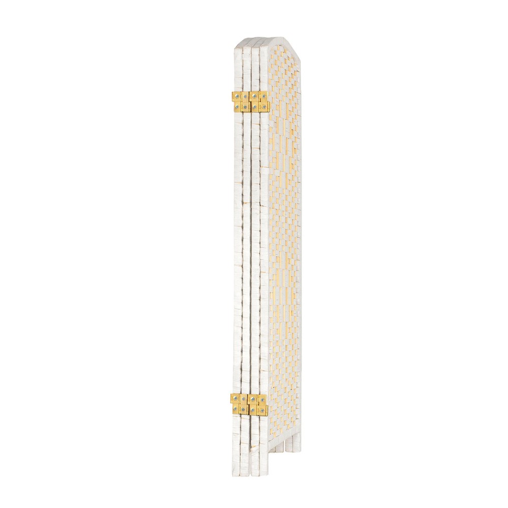 3 ft. Short Diamond Weave Fiber Folding Screen - White - 4 Panel