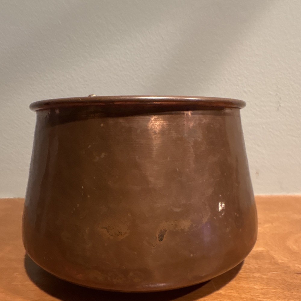 Solid Copper Cup planter with Brass Handle Made in Turkey Hand Hammer