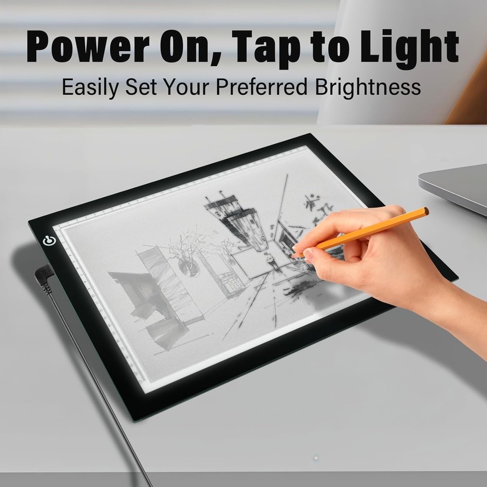 A4 Light Box for Tracing – Ultra-Thin LED Light Table with Adjustable Brightn...