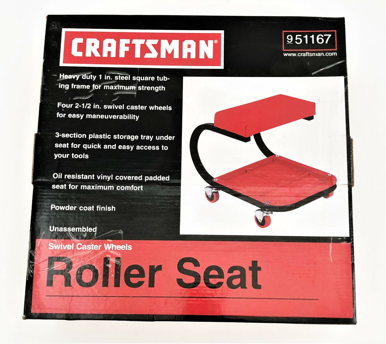 CRAFTSMAN AUTOMOTIVE ROLLER SEAT MECHANIC CREEPER CHAIR ROLLING STOOL 951167