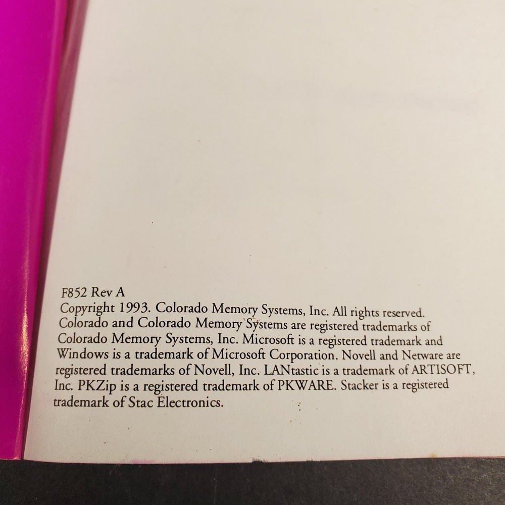 Colorado Tape Backup Software Users Guide For Windows PC Manual 1993