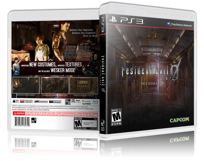 Resident Evil Zero 0: HD Remaster Custom  PS3 Cover and Case. NO GAME!!!
