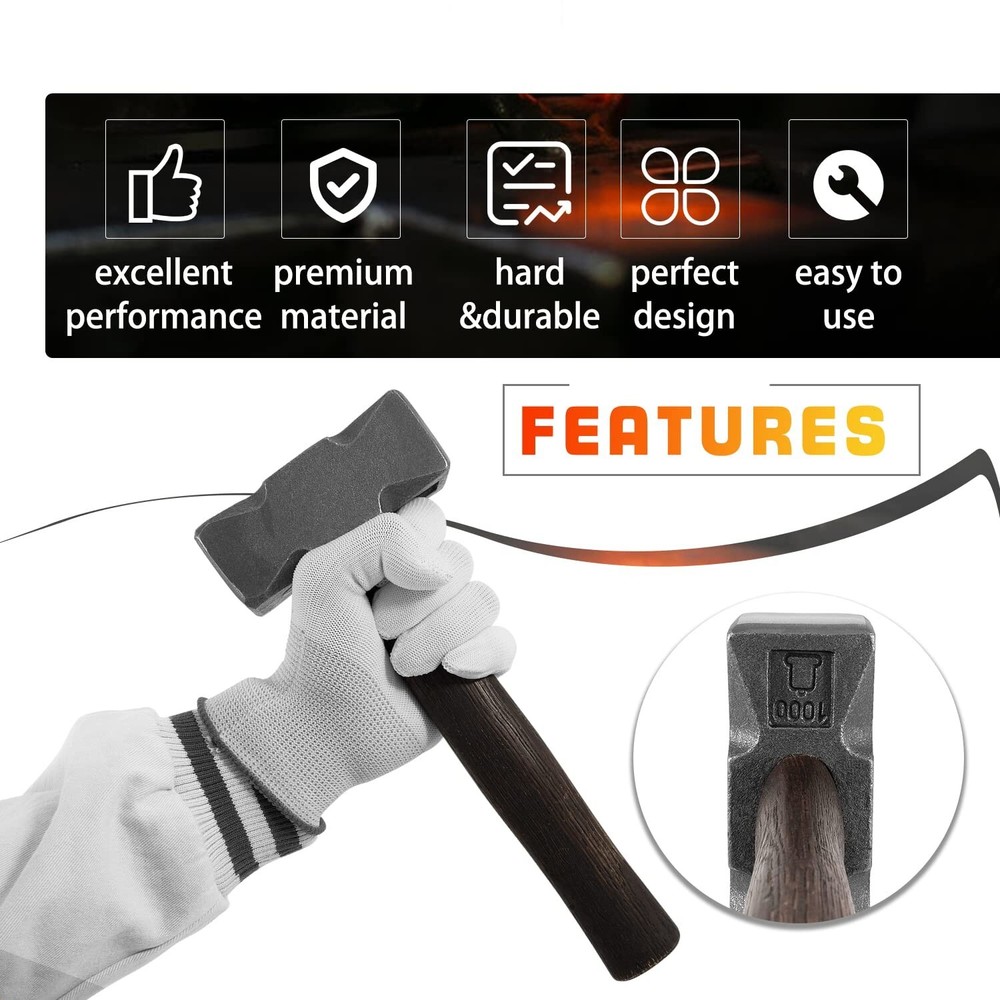 2.2lb Square Forging Hammer Bladesmithing Tool for Farrier Blacksmith Bladesmith