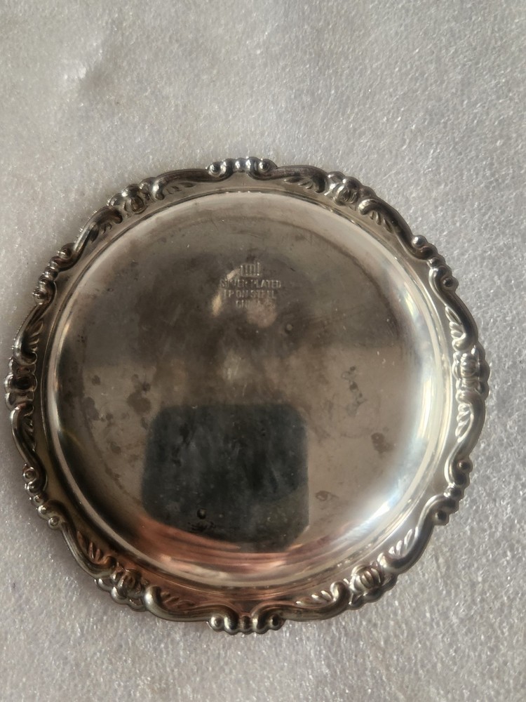 Vintage Silverplated Trinket Dish or Coaster • Electroplated Silver on Steel