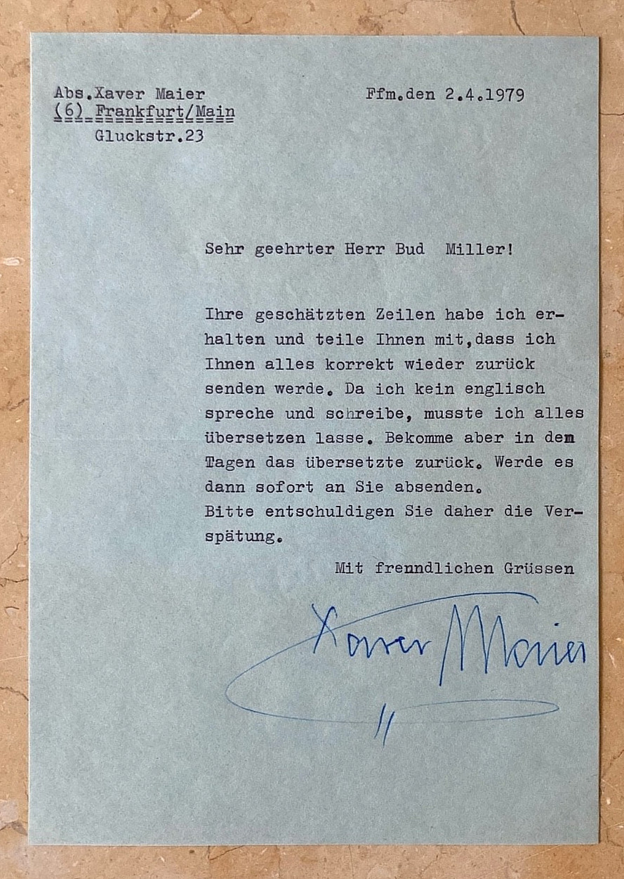 RARE! HINDENBURG DISASTER HEAD CHEF ' XAVER MAIER ' AUTOGRAPHED TYPED LETTER