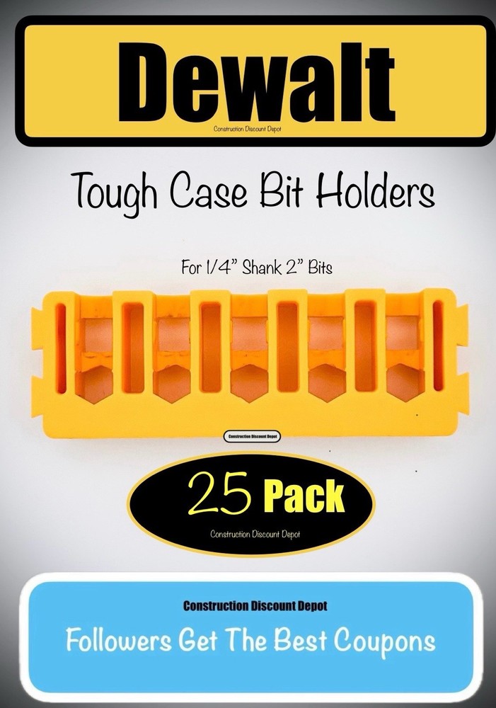 25 Pack Dewalt Tough Case Yellow Bit Holder 2" bits 2-in.