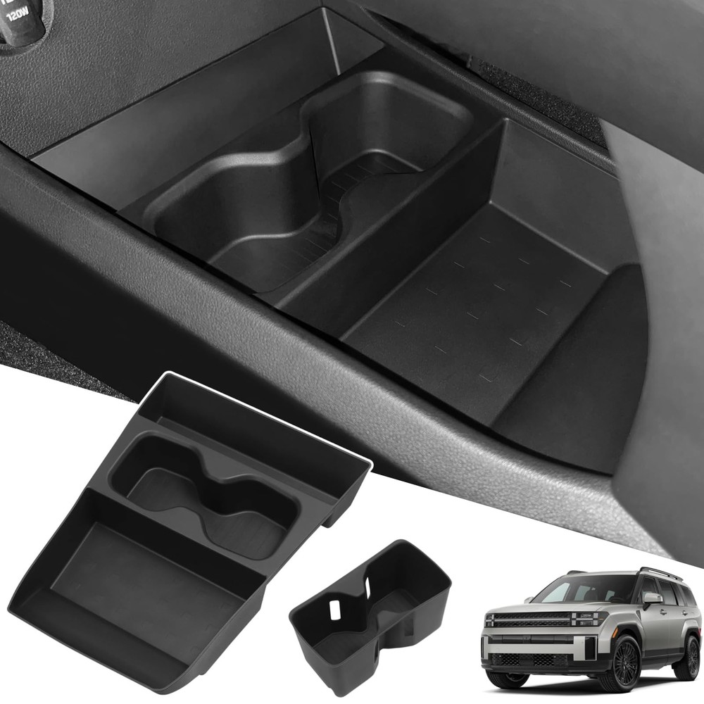 Lower Center Console Organizer Tray & Cup Holder Insert Black