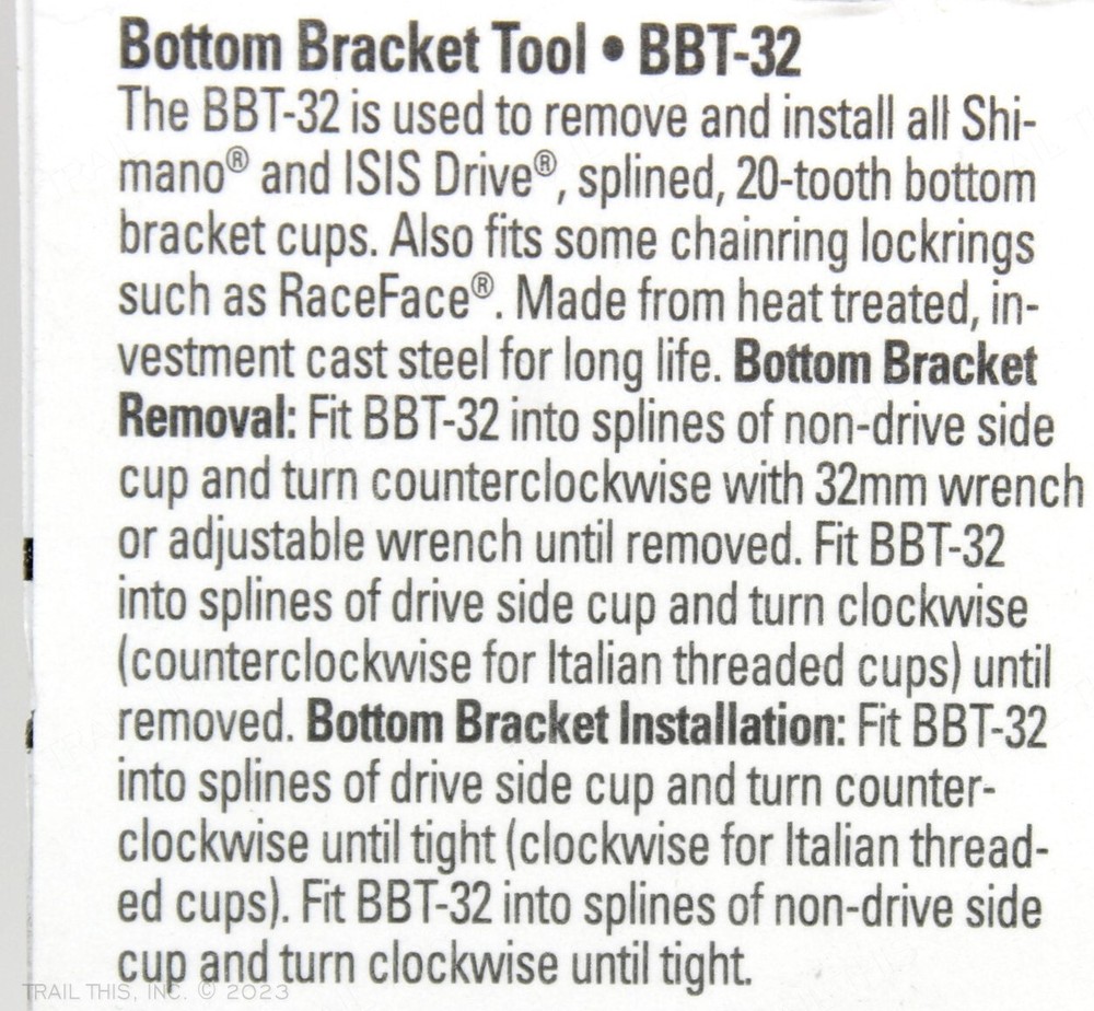 Park Tool BBT-32 Splined Bicycle Bottom Bracket Tool