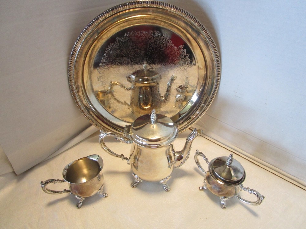 Vintage Godinger Silver Plated 4-Piece Tea serving set 1980’s