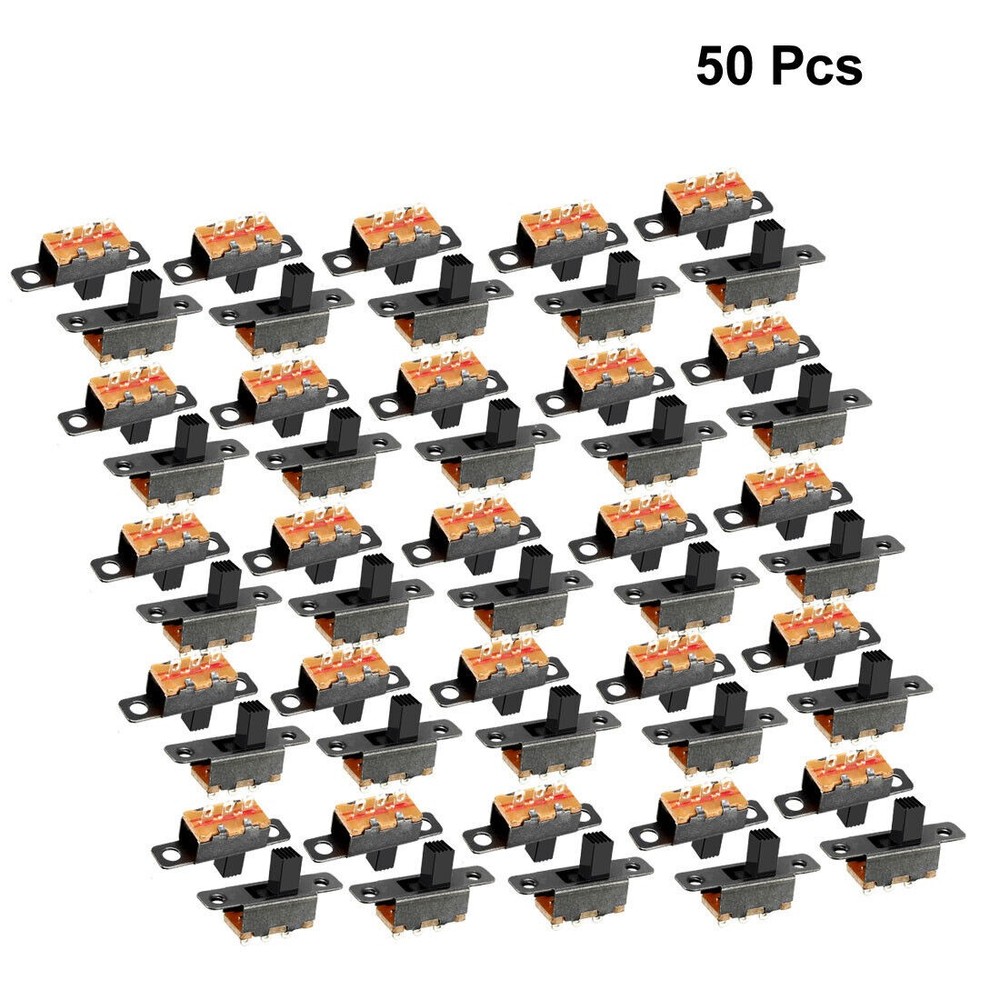 50pcs Vertical Slide Switch SPDT 3 Clamps PCB Panel Locking 5mm