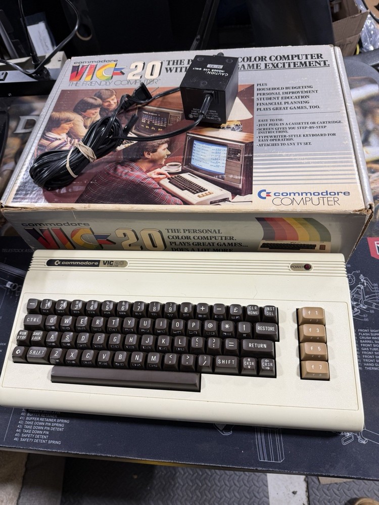 Vintage Commodore Vic 20 Computer  w/power-supply and Original Box - (untested)