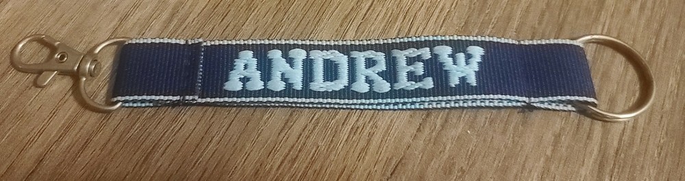 New Andrew Personalized Keychain Dark Blue and Light Blue