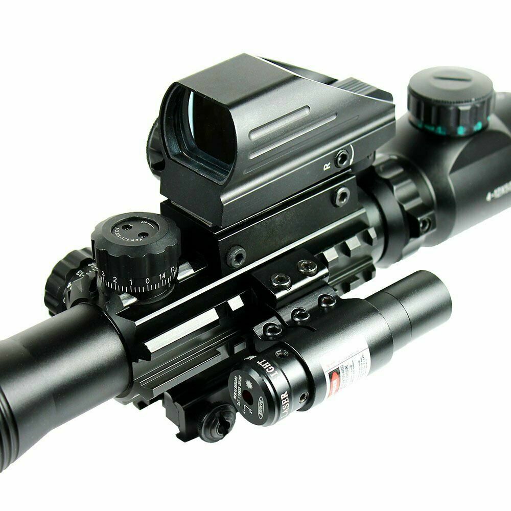 4-12X50 Rifle Scope R/G Mil-dot with Holographic Sight & Red Laser JG8
