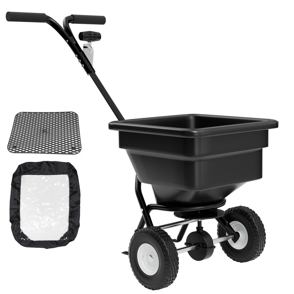 Fertilizer Spreader Walk-Behind Broadcast Spreader 100LB 0-10ft Spreading Width