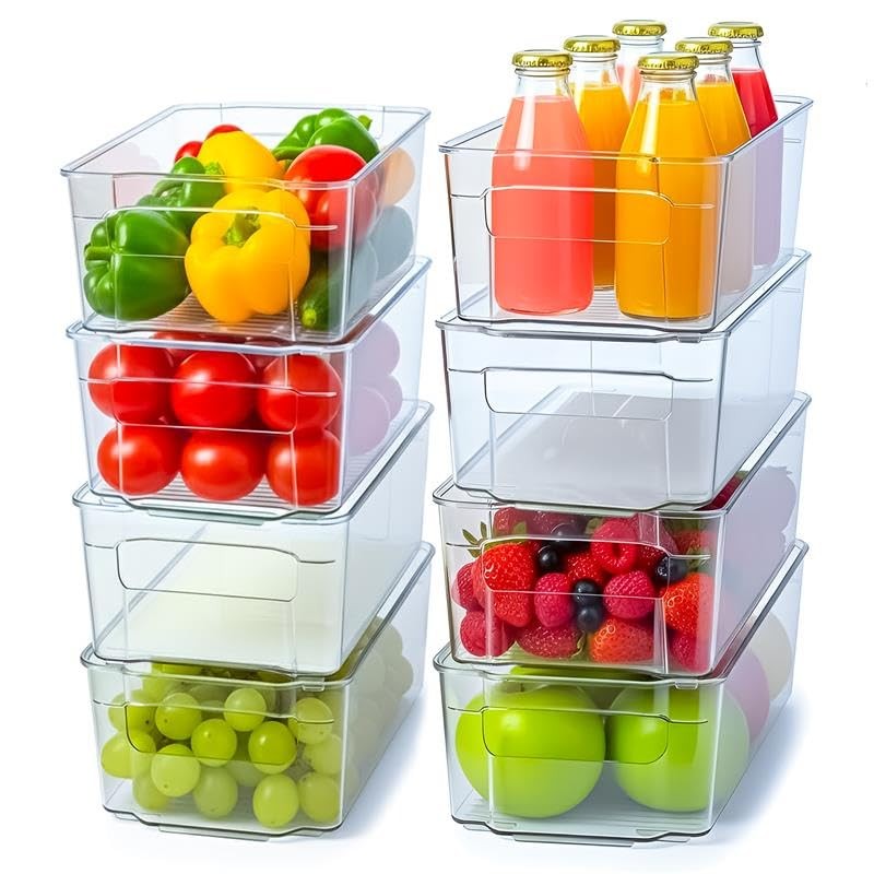 - Fridge & Refrigerator Organizer Bins (8 Pack), Clear Stackable Durable Plas...
