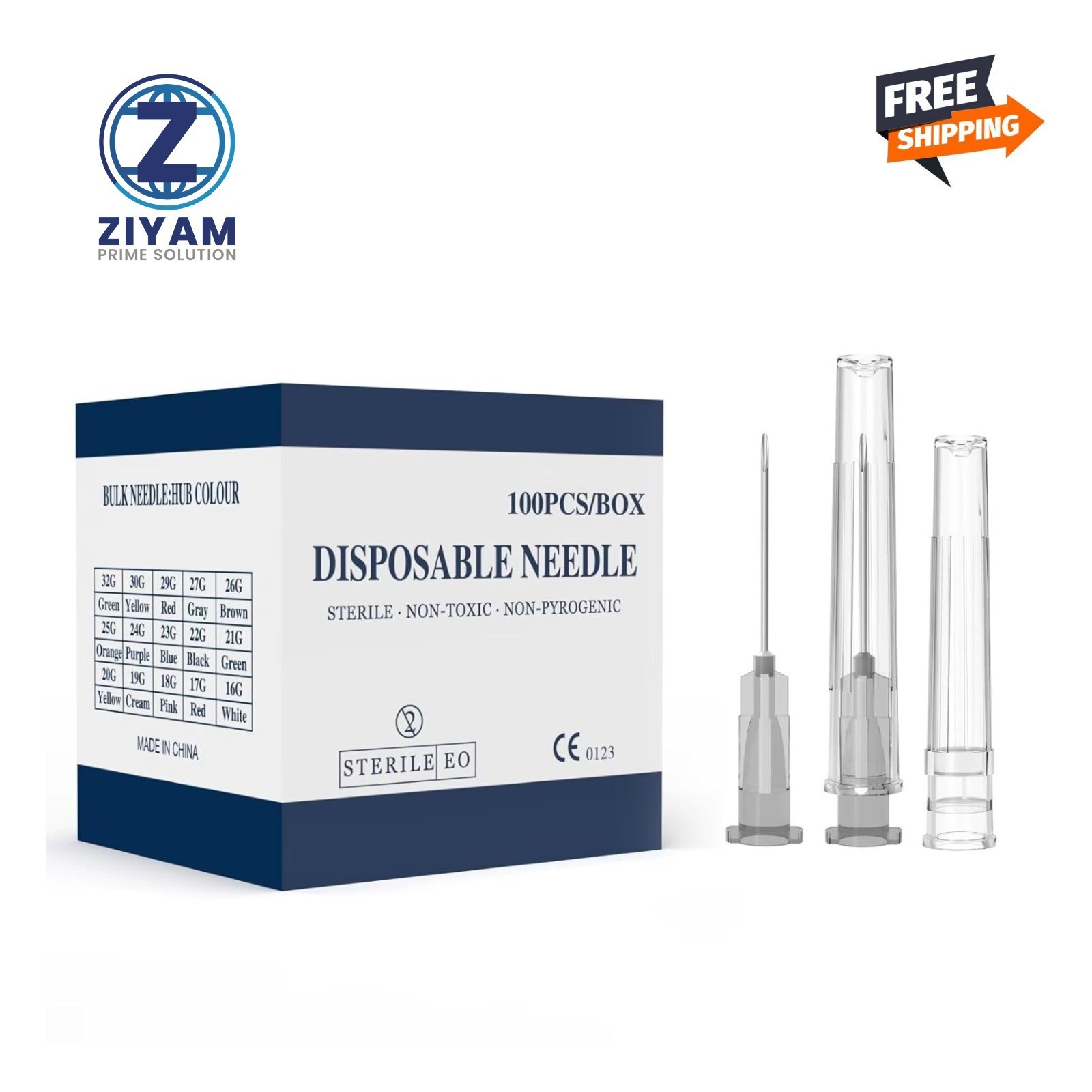 27 Gauge 0.5 Inch Needle, Individually Wrapped, 100 PCS Luer Lock 27Ga/0.5in