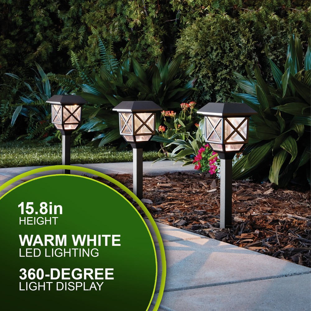 Solar Black Square 8 Lumens LED Landscape Pathway Light (6 Count)