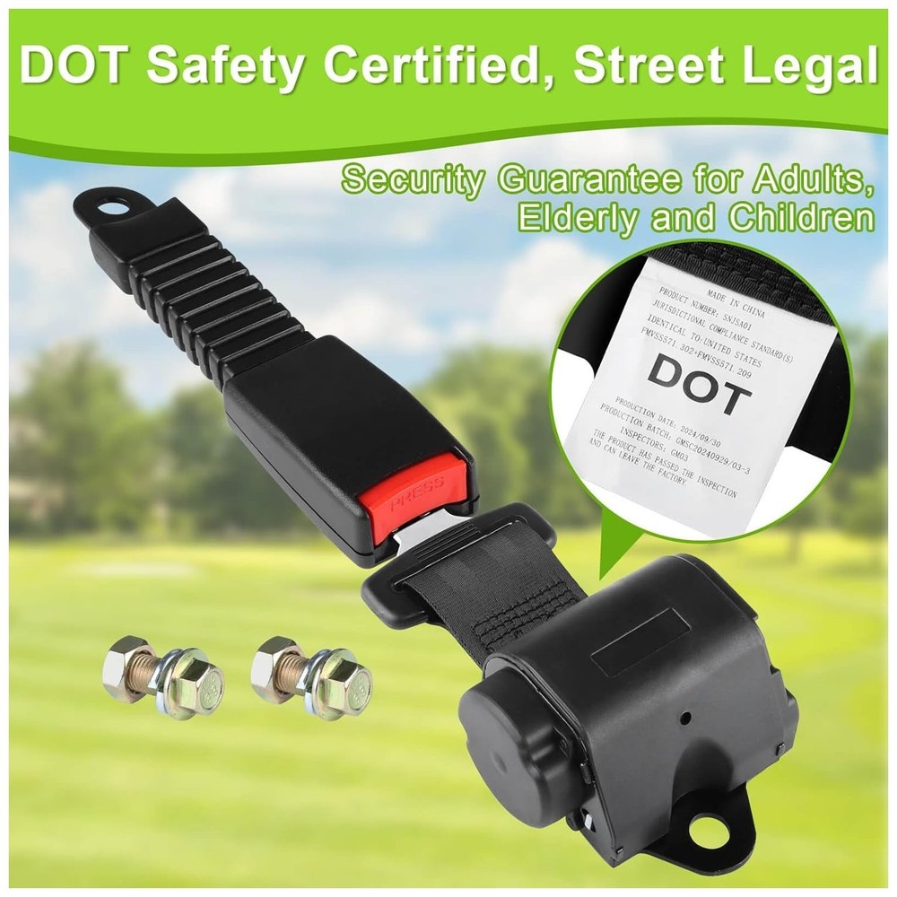 Retractable 61" DOT Seatbelts,Universal 2 Point Adjustable 1 Set