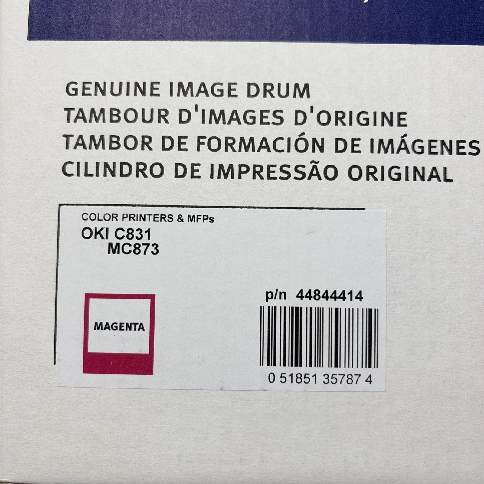 NEW, SEALED Genuine Oki Okidata C831 Magenta Imaging Drum 44844414