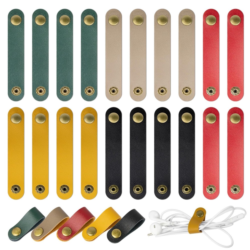 20 Pcs Leather Cord Organizer - Multiple Colors Cable