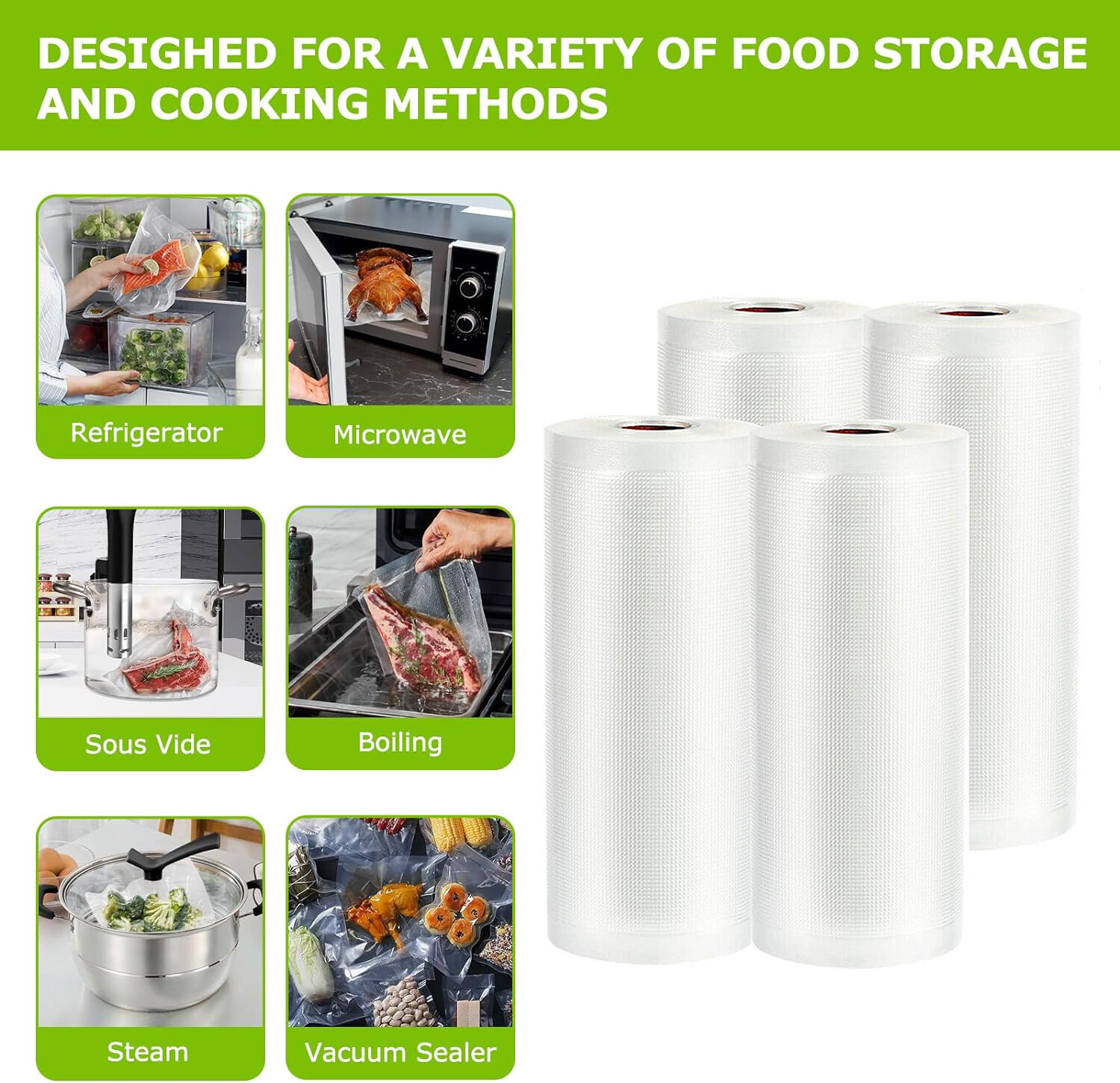 11"x50' Vacuum Sealer Bags Roll Embossed FoodSaver Storage Bags fit Most Machine
