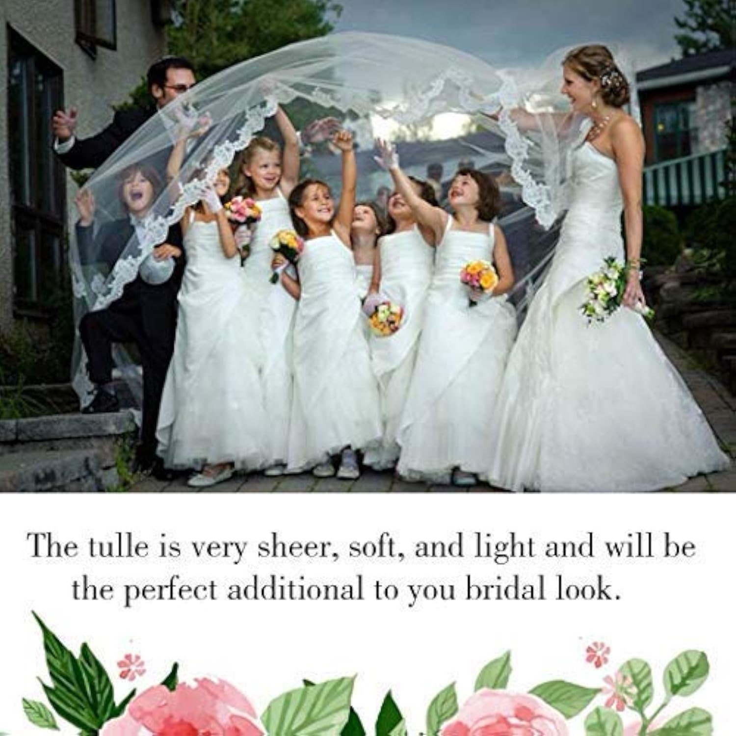 Wedding Bridal Veils Long Veil with Lace and Metal Comb At The Cathedral Length