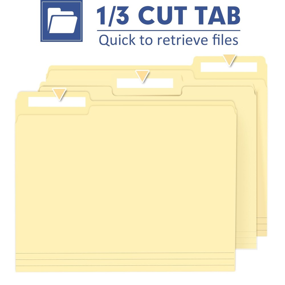 File Folder, 220 Pack File Folder, 1/3 Cut Tab, Letter Size, Filing Folder fo...