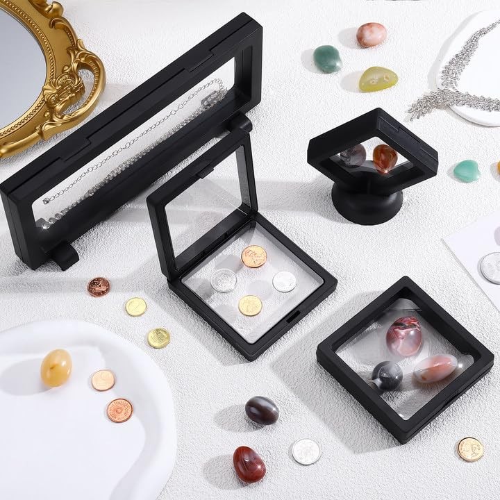 30 Pack 3D Floating Display Stand Floating Frame Display Case Coin Black