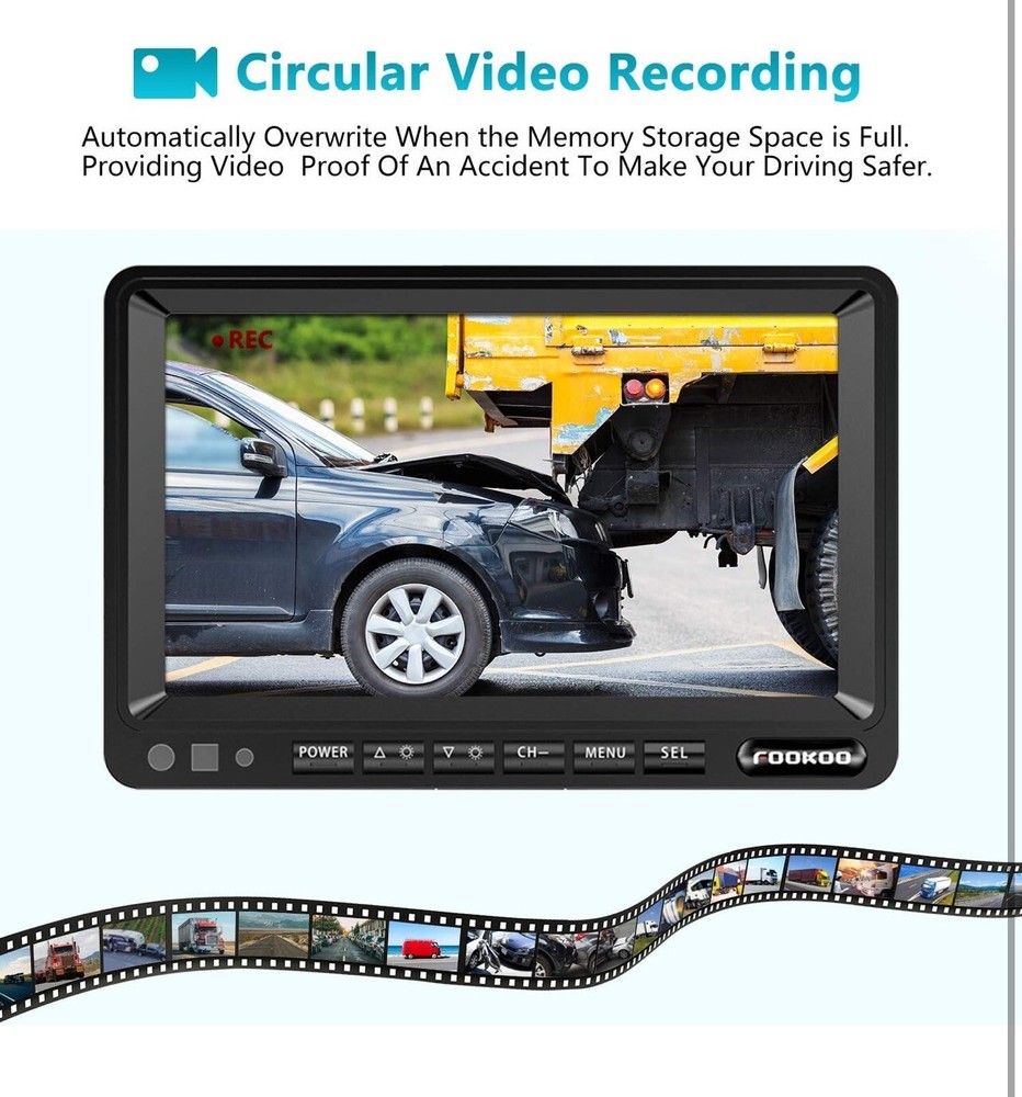Ⅱ HD 1080P 9" Wired Backup Camera System, 9-inch DVR Dual Split Screen Monito...