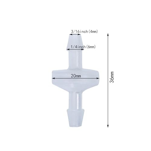10 Pack Plastic Check Valve, One Way Barb Hose Inline Non Return For 1/4 inch