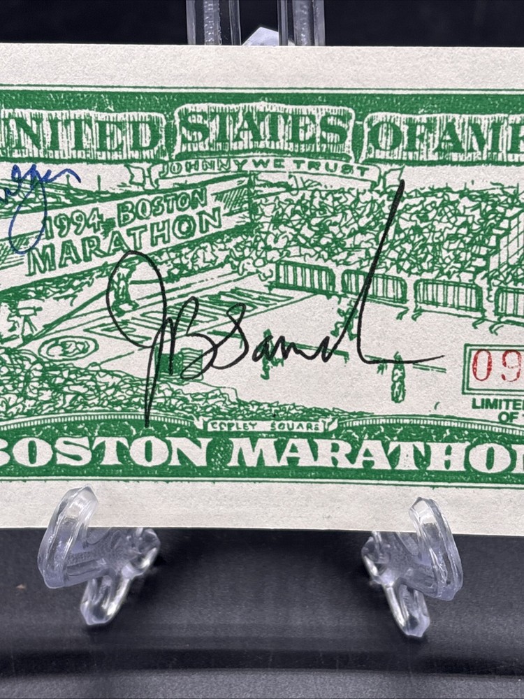 BILL RODGERS & JOAN BENOIT SAMUELSON Autographed $26.2 Bill - Boston - Lot395